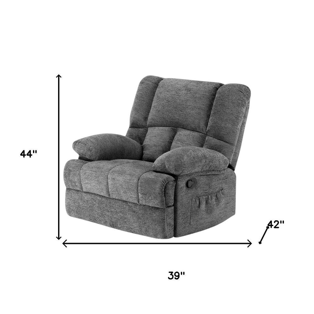 Gray Polyester Blend Manual Recliner - 39-inch