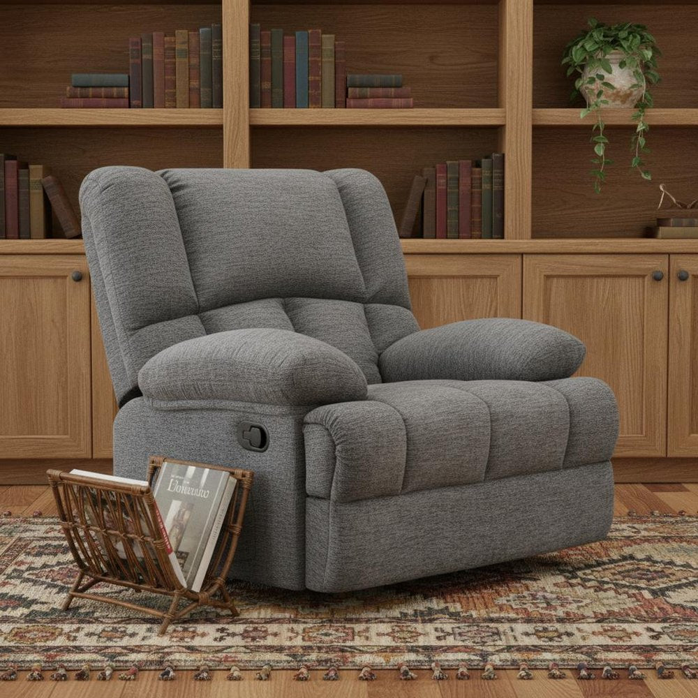 Gray Polyester Blend Manual Recliner - 39-inch