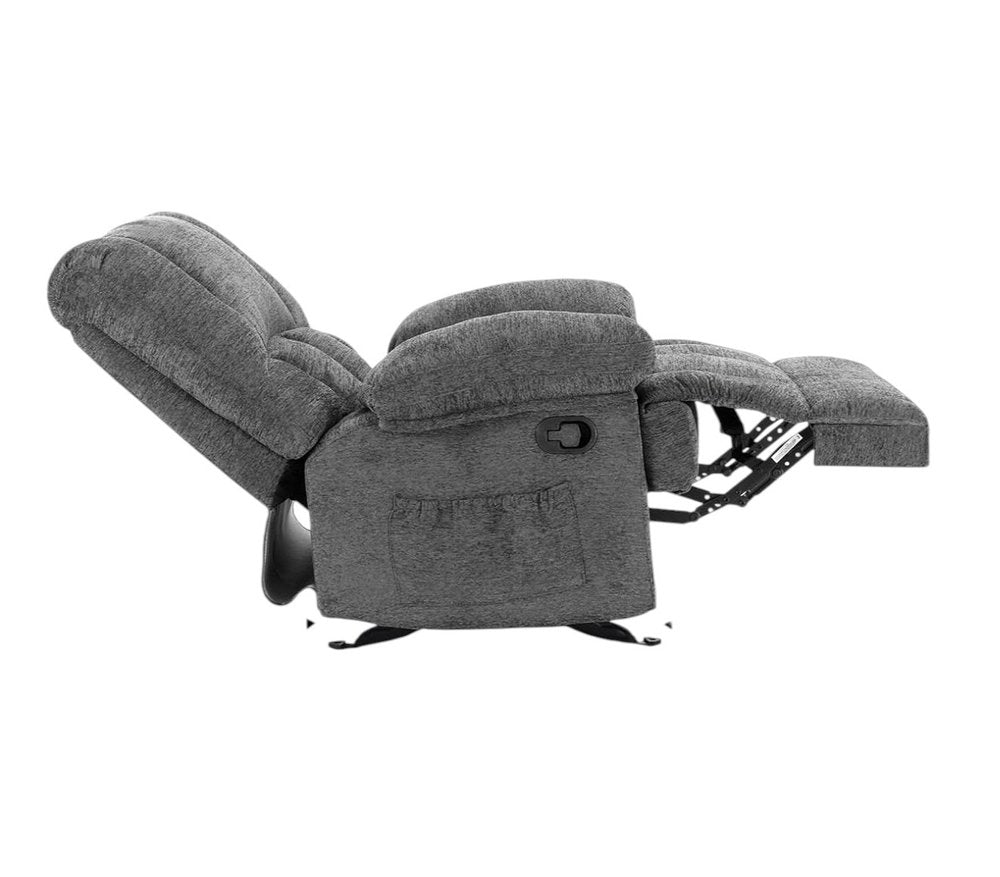 Gray Polyester Blend Manual Recliner - 39-inch