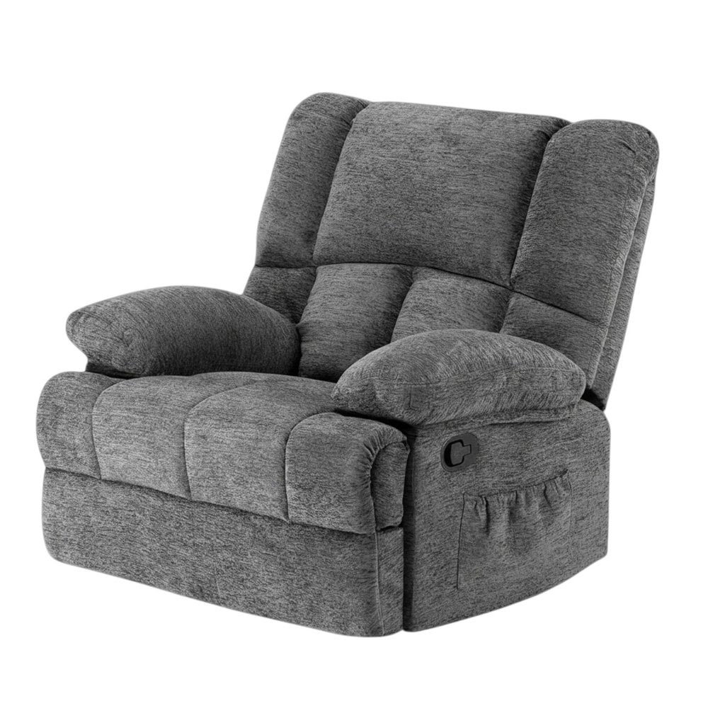 Gray Polyester Blend Manual Recliner - 39-inch
