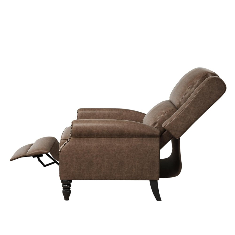 Brown Faux Leather Manual Recliner - 36-inch