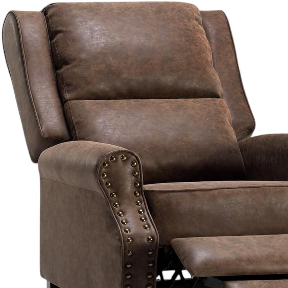 Brown Faux Leather Manual Recliner - 36-inch