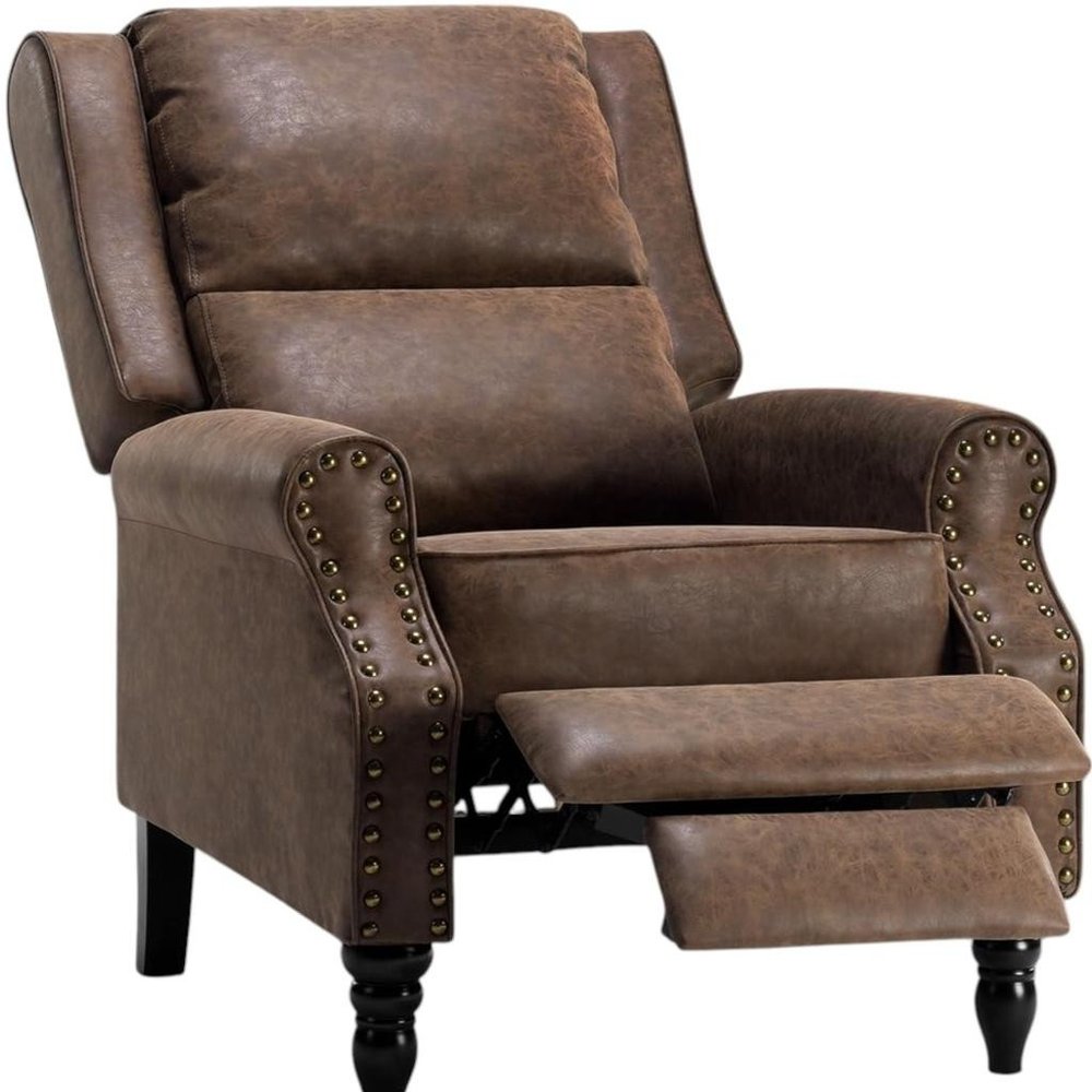 Brown Faux Leather Manual Recliner - 36-inch