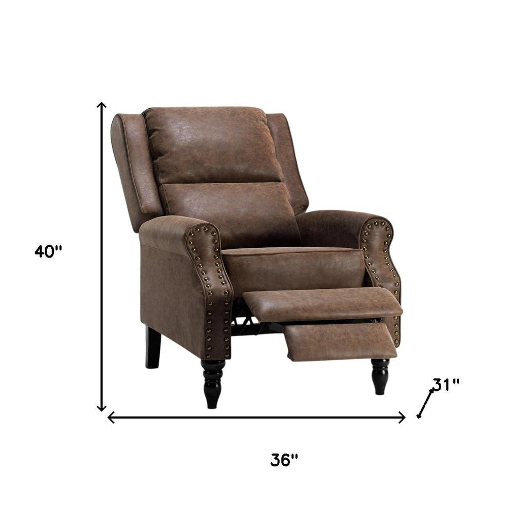 Brown Faux Leather Manual Recliner - 36-inch