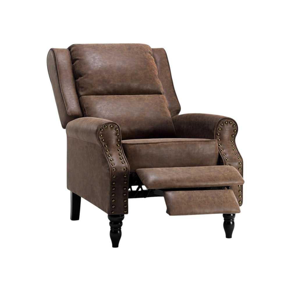 Brown Faux Leather Manual Recliner - 36-inch