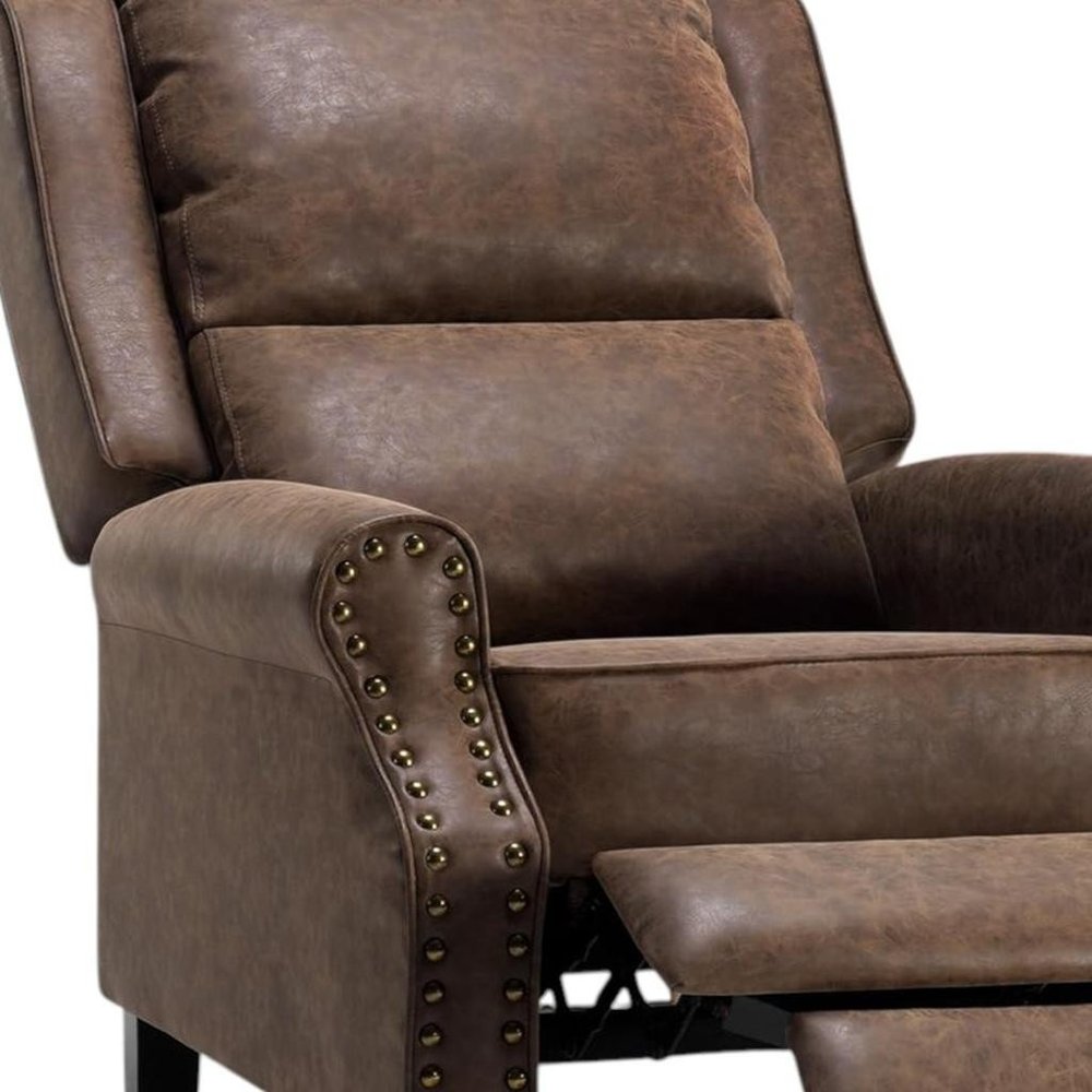 Brown Faux Leather Manual Recliner - 36-inch