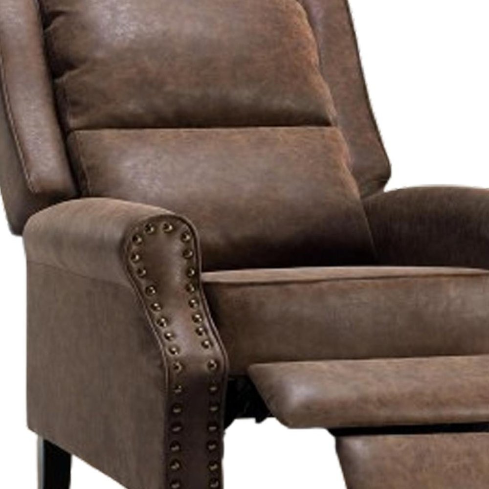 Brown Faux Leather Manual Recliner - 36-inch