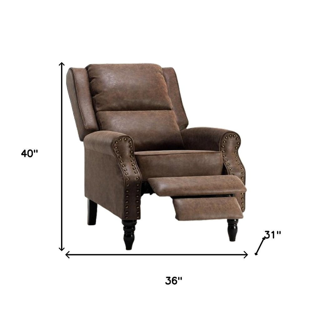 Brown Faux Leather Manual Recliner - 36-inch