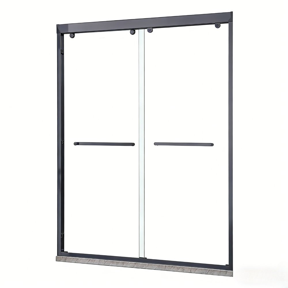 Set of Two Aluminum and Tempered Glass Shower Doors