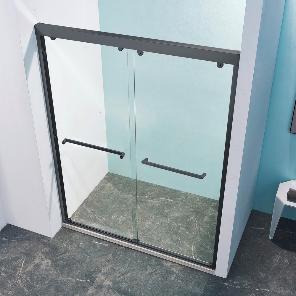 Set of Two Aluminum and Tempered Glass Shower Doors