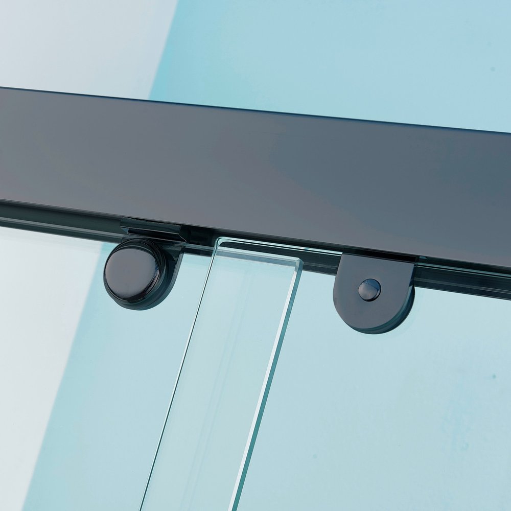 Set of Two Aluminum and Tempered Glass Shower Doors