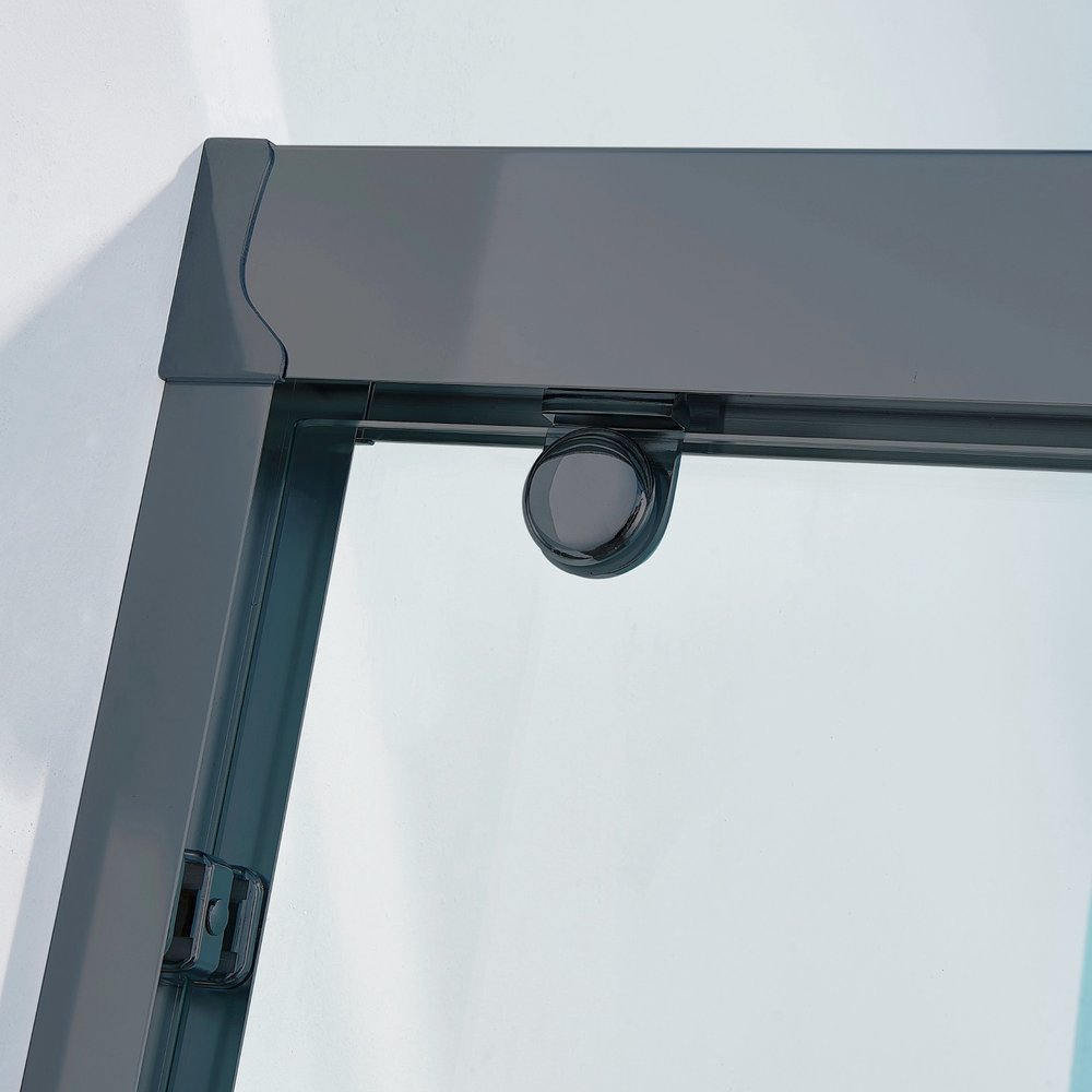 Set of Two Aluminum and Tempered Glass Shower Doors