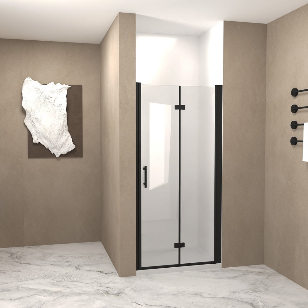 Set of Two Aluminum and Tempered Glass Shower Doors