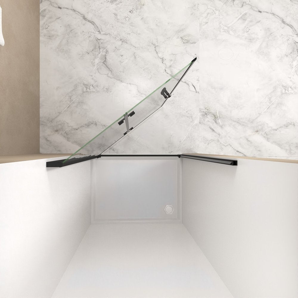 Set of Two Aluminum and Tempered Glass Shower Doors