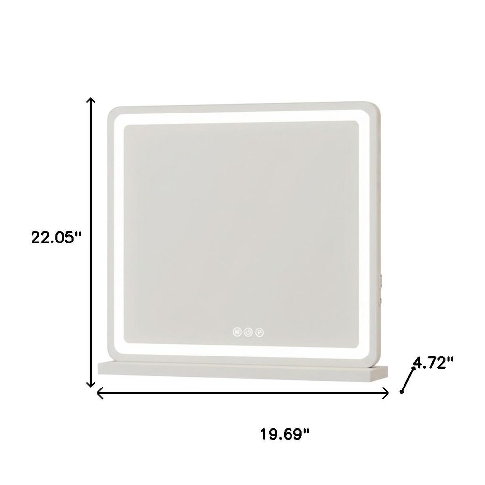 Lighted Freestanding Frameless Makeup Shaving Tabletop Mirror with USB - 22-inch
