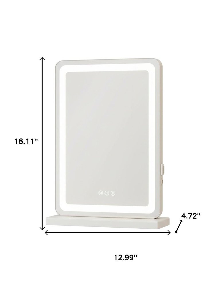 Lighted Freestanding Frameless Makeup Shaving Tabletop Mirror with USB - 18-inch