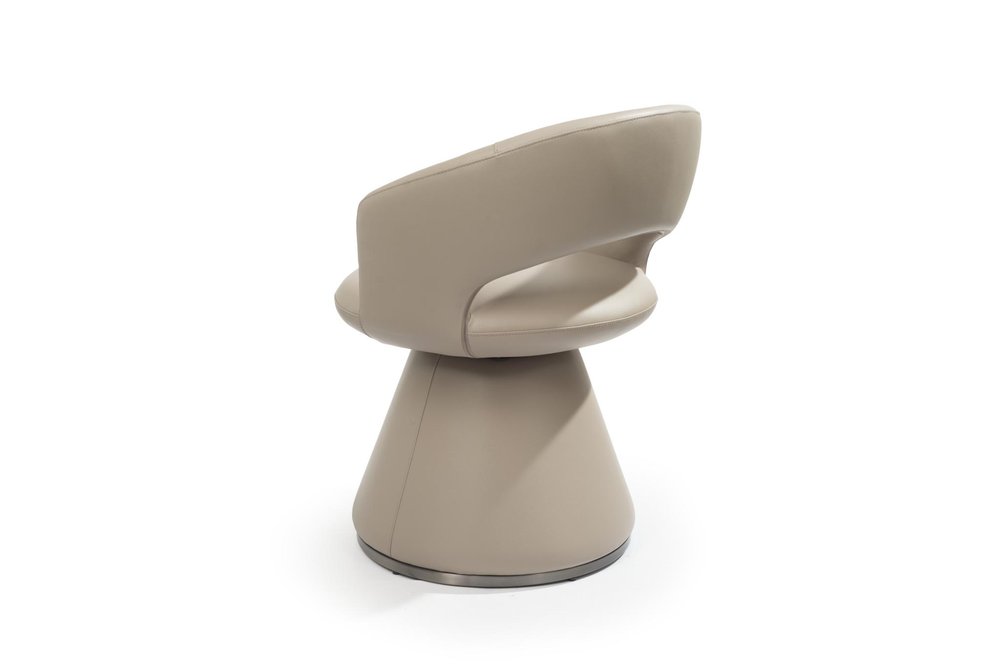 Gray Faux Leather and Steel Open Back Swivel Dining Arm Chair