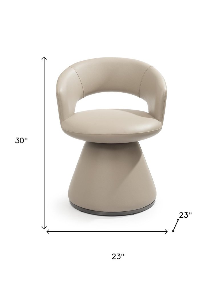 Gray Faux Leather and Steel Open Back Swivel Dining Arm Chair