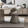 Gray Faux Leather and Steel Open Back Swivel Dining Arm Chair