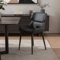Black Faux Leather and Steel Wing Back Dining Side Chair
