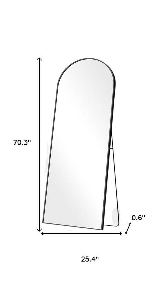 Black Metal Arch Wall Mounted Leaning or Freestanding Framed Full Length Mirror