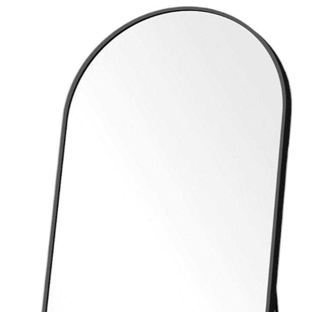 Black Metal Arch Wall Mounted Leaning or Freestanding Framed Full Length Mirror