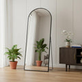 Black Metal Arch Wall Mounted Leaning or Freestanding Framed Full Length Mirror