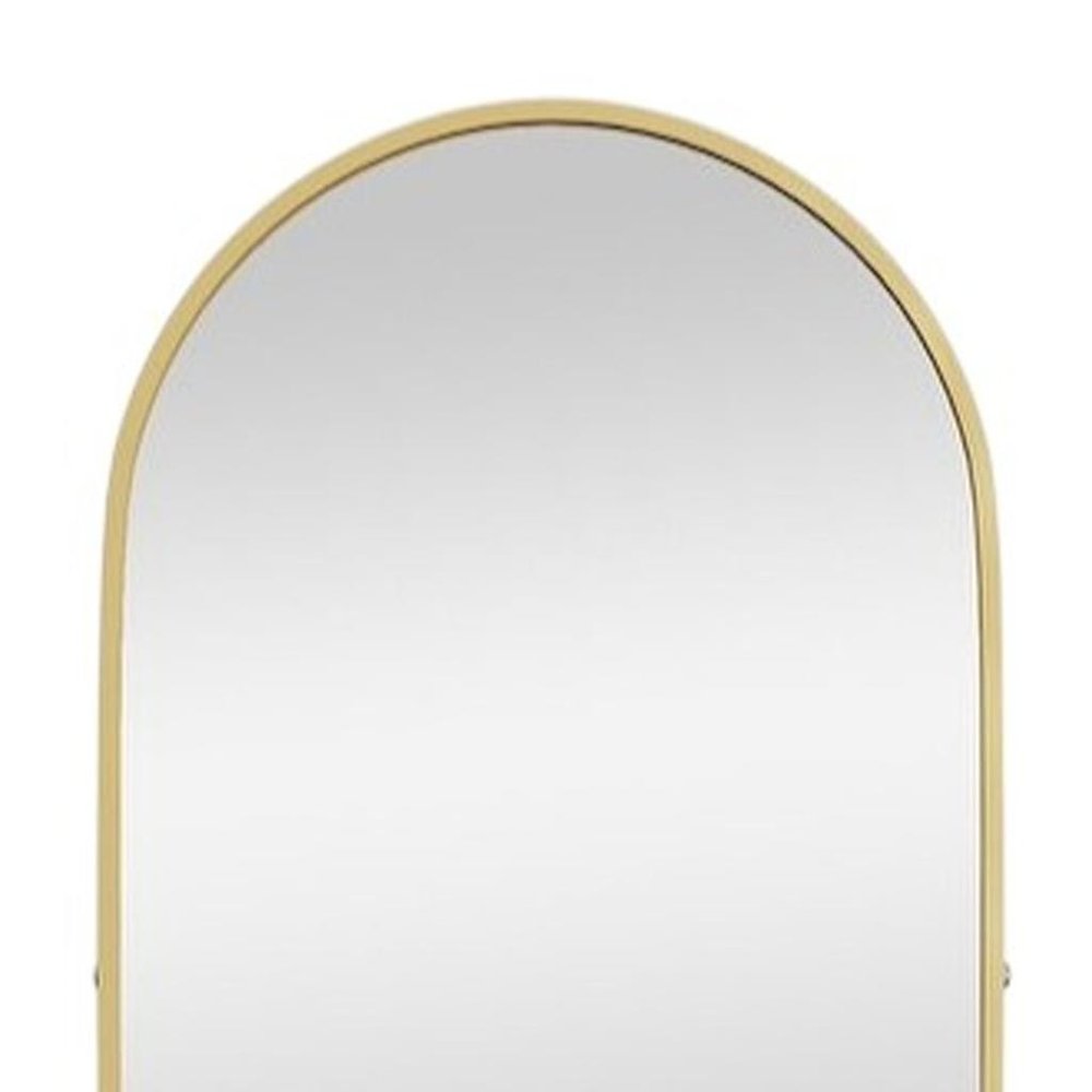 Gold Metal Arch Wall Mounted Leaning or Freestanding Framed Full Length Mirror