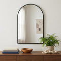 Black Metal Arch Framed Accent Mirror - 35-inch