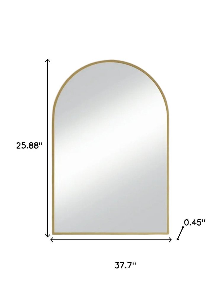 Gold Metal Arch Framed Accent Mirror - 38-inch