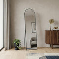 Black Metal Arch Wall Mounted Leaning or Freestanding Framed Full Length Mirror