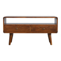Chestnut Solid Wood Enclosed and Open Storage TV Stand - 35-inch
