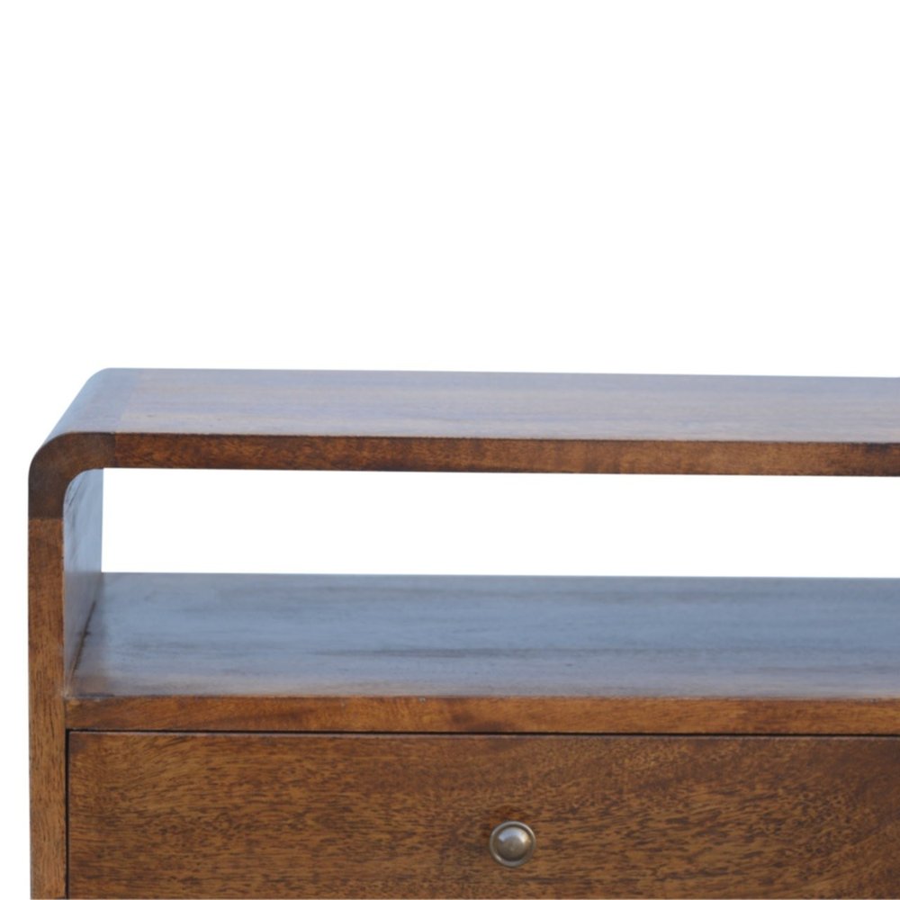 Chestnut Solid Wood Enclosed and Open Storage TV Stand - 35-inch