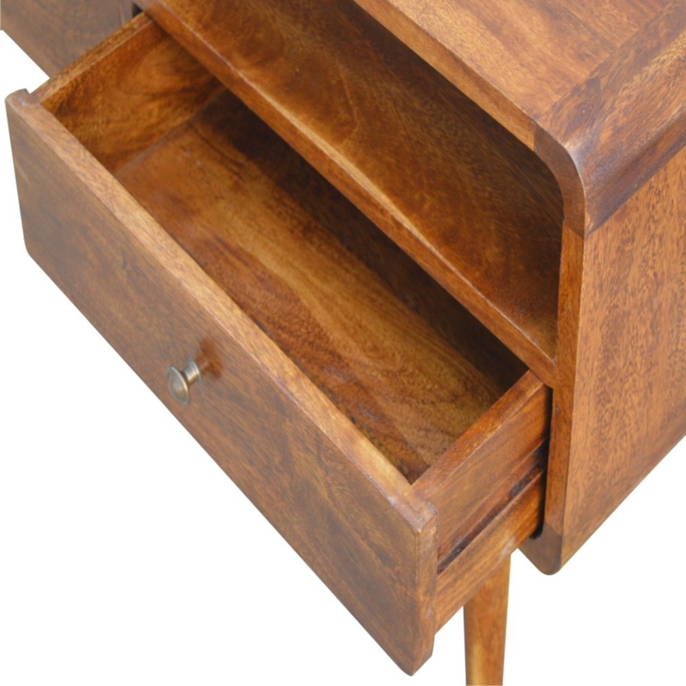 Chestnut Solid Wood Enclosed and Open Storage TV Stand - 35-inch