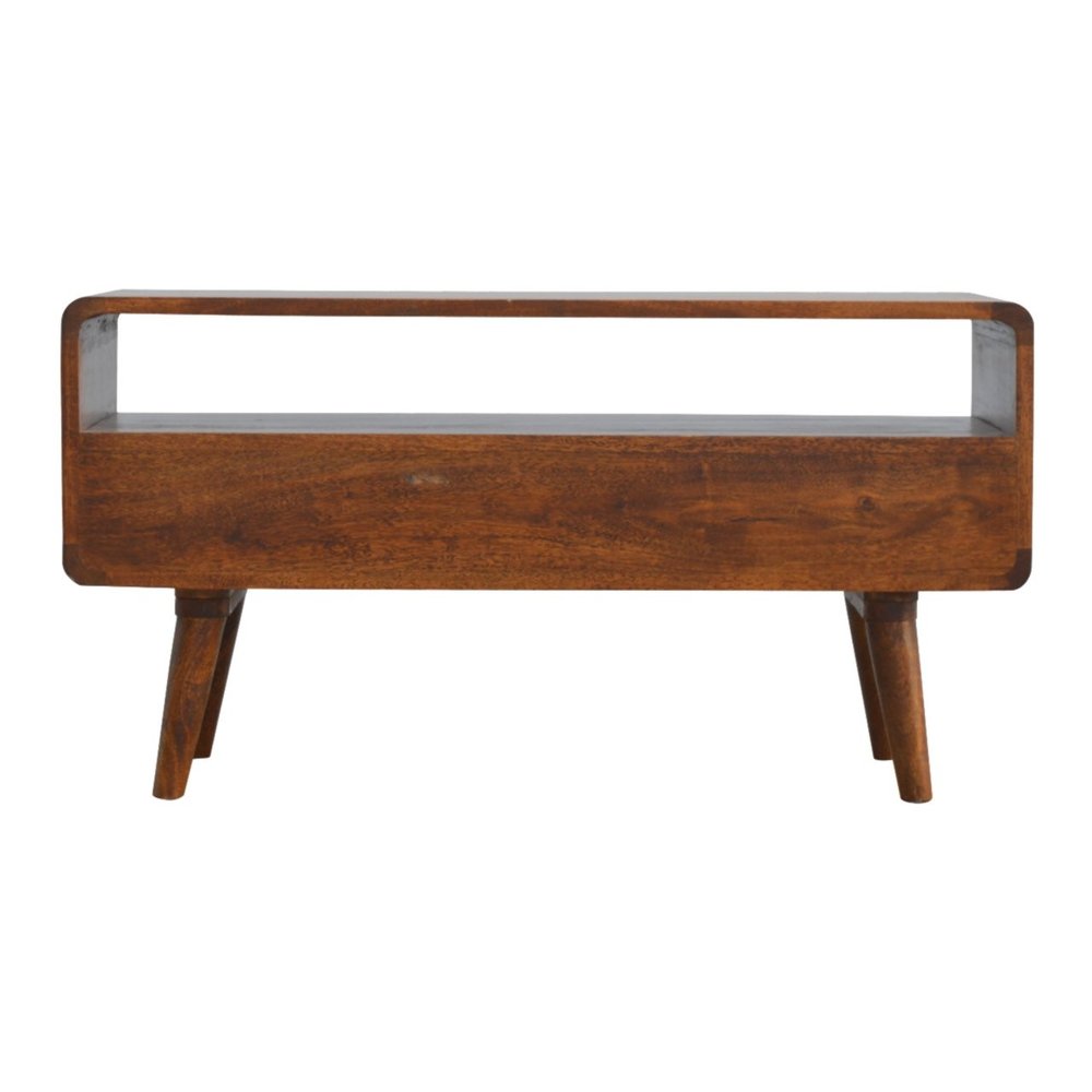 Chestnut Solid Wood Enclosed and Open Storage TV Stand - 35-inch