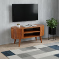 Brown Solid Wood Enclosed and Open Storage TV Stand - 35-inch