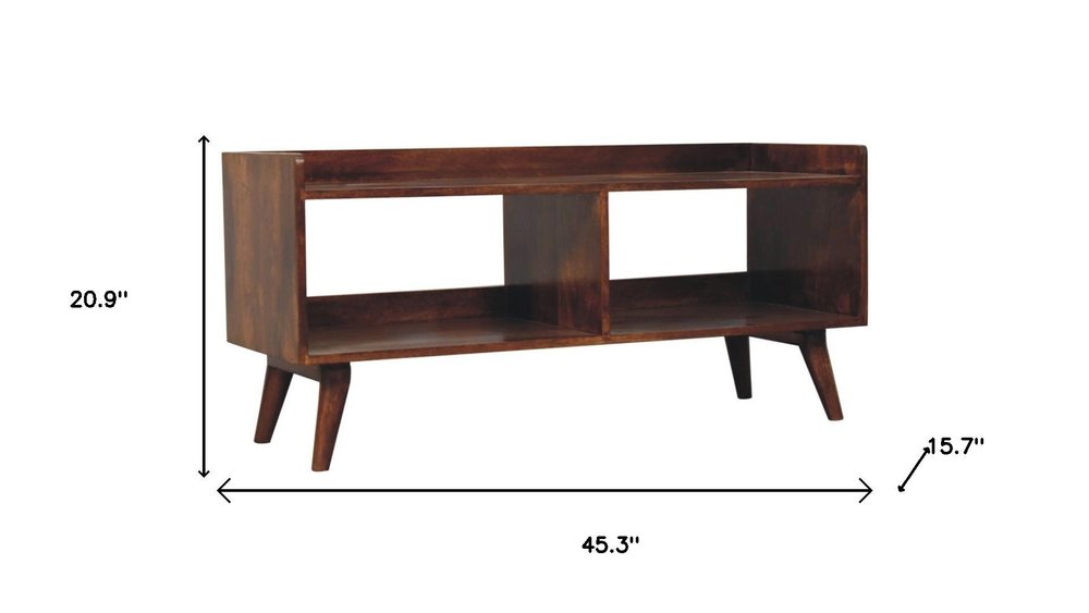 Brown Solid Wood Enclosed and Open Storage TV Stand - 45-inch