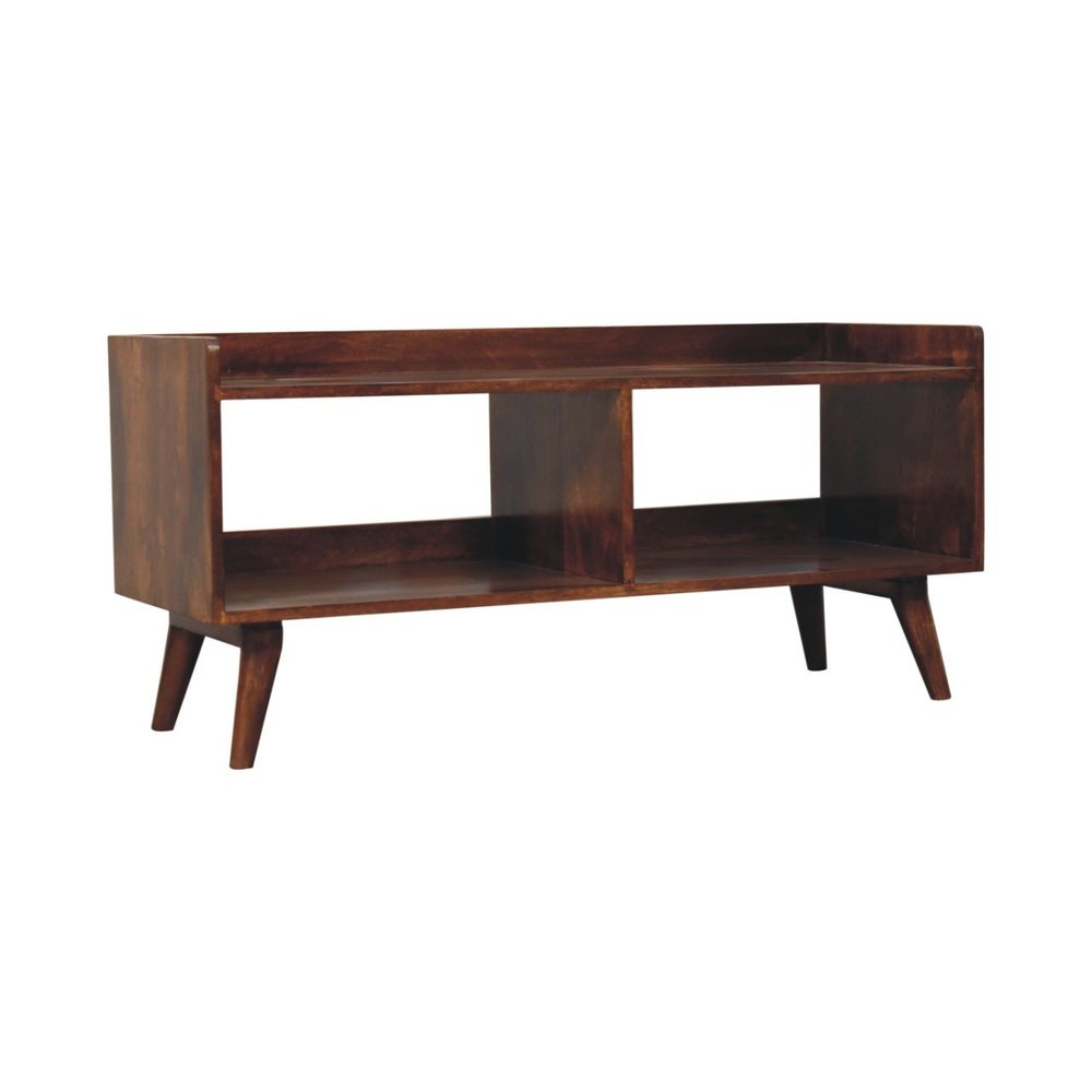 Brown Solid Wood Enclosed and Open Storage TV Stand - 45-inch