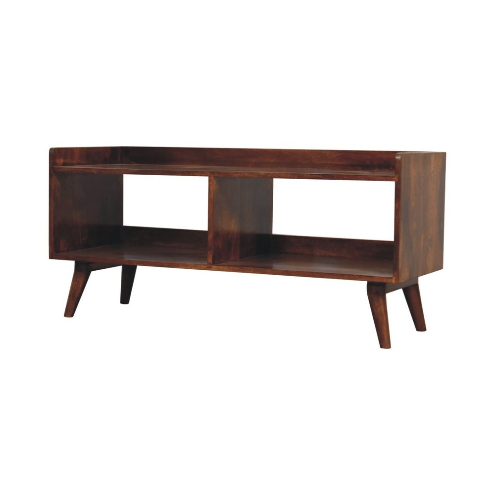 Brown Solid Wood Enclosed and Open Storage TV Stand - 45-inch