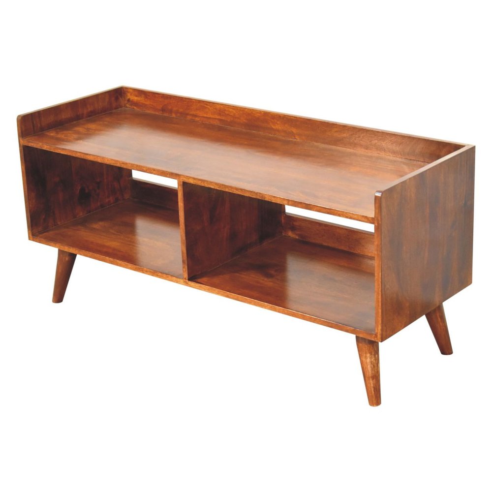 Brown Solid Wood Enclosed and Open Storage TV Stand - 45-inch