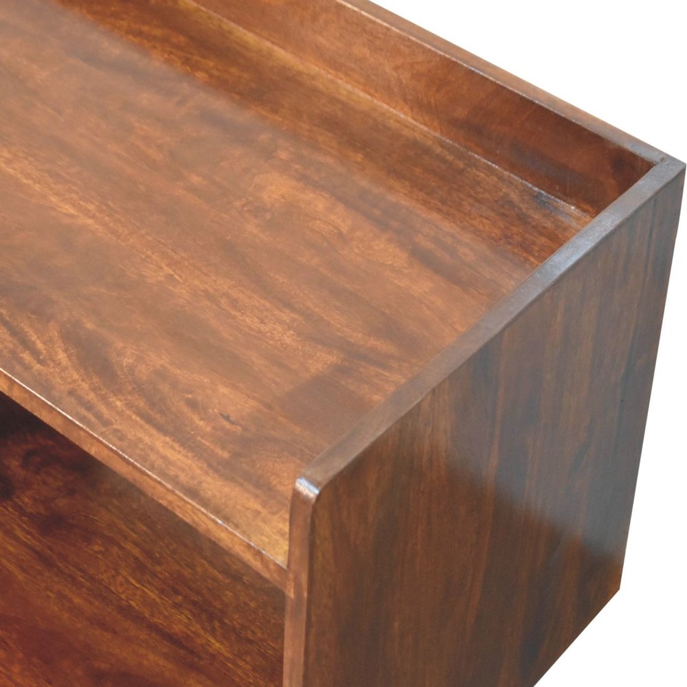 Brown Solid Wood Enclosed and Open Storage TV Stand - 45-inch