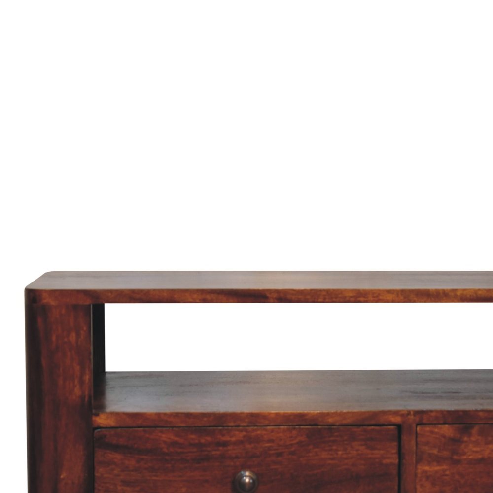 Brown Solid Wood Enclosed and Open Storage TV Stand - 35-inch