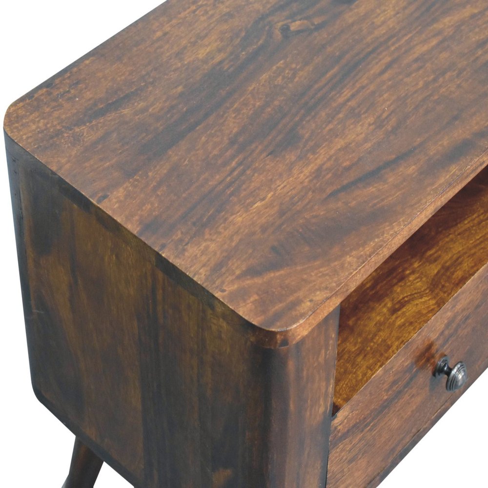 Brown Solid Wood Enclosed and Open Storage TV Stand - 35-inch