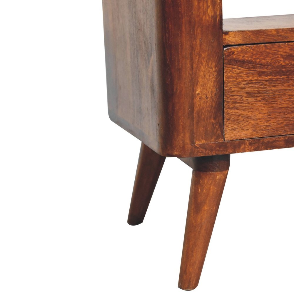 Brown Solid Wood Enclosed and Open Storage TV Stand - 35-inch