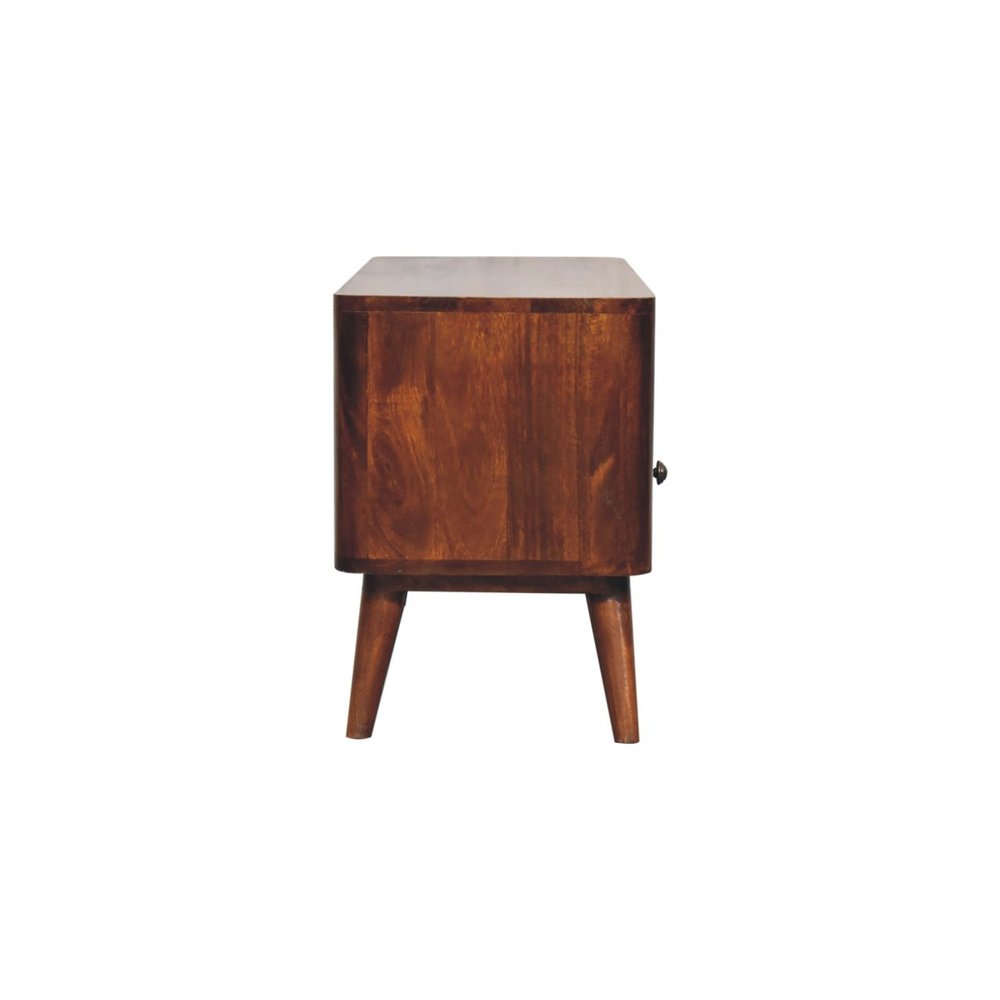 Brown Solid Wood Enclosed and Open Storage TV Stand - 35-inch
