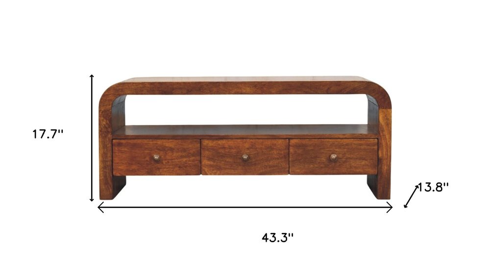 Brown Solid Wood Enclosed and Open Storage TV Stand - 43-inch