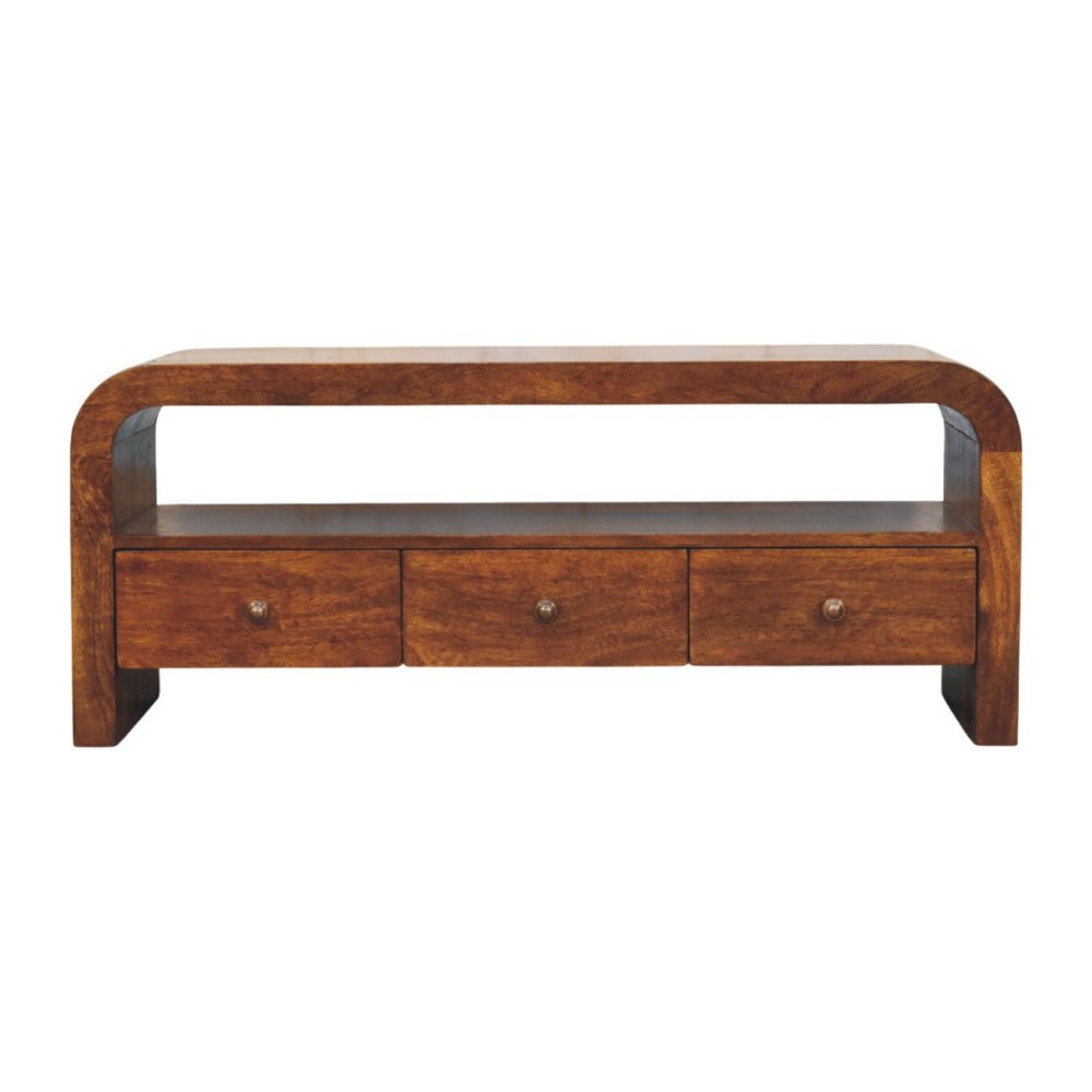 Brown Solid Wood Enclosed and Open Storage TV Stand - 43-inch