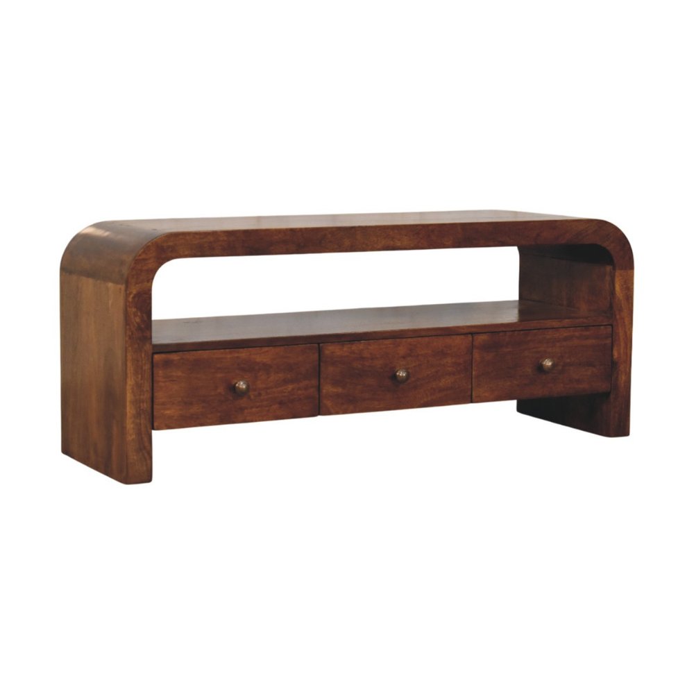 Brown Solid Wood Enclosed and Open Storage TV Stand - 43-inch