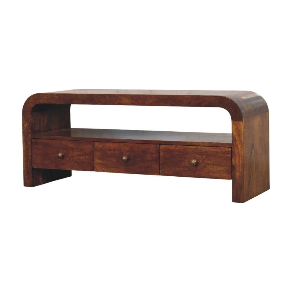 Brown Solid Wood Enclosed and Open Storage TV Stand - 43-inch