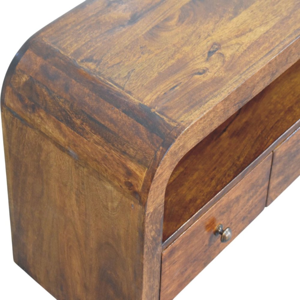 Brown Solid Wood Enclosed and Open Storage TV Stand - 43-inch